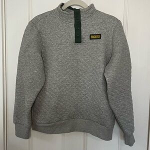 Green Bay Packers Women’s Quilted Logo Pullover Sweatshirt, Size Large, Gray